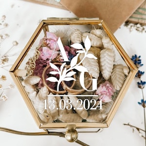 Decalcomania personalizzata per la scatola degli anelli nuziali, decalcomania personalizzata per la scatola degli anelli, decalcomania in vinile con logo del matrimonio, adesivo con le iniziali del matrimonio, matrimonio fai da te. SOLO DECALCOMANIE