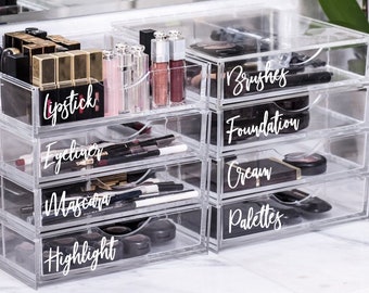 Makeup Organizer Stickers, Custom Name Sticker, Makeup Decal, Makeup Organization Decals, Personalized Makeup Stickers, Organizer Label