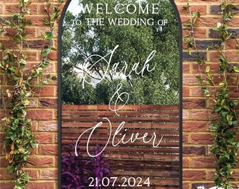Welcome To The Wedding Selfie Mirror Decal, Custom Welcome Wedding Sticker, Wedding Mirror Decal, Reception Sign, Personalized DECAL ONLY