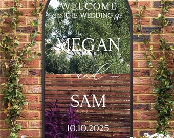 Bem-vindo ao decalque de espelho de selfie de casamento, adesivo de boas-vindas de casamento personalizado, decalque de espelho de casamento, placa de recepção, SOMENTE DECALQUE personalizado