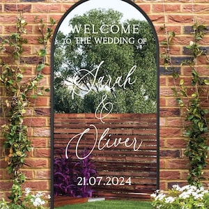 Welcome To The Wedding Selfie Mirror Decal, Custom Welcome Wedding Sticker, Wedding Mirror Decal, Reception Sign, Personalized DECAL ONLY