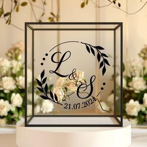 Décalcomanie en vinyle personnalisée pour boîte-cadeau, autocollant pour boîte-cadeau, décalcomanie personnalisée de souhaits bien, plaque boîte à cartes, décoration de mariage, décalcomanie uniquement