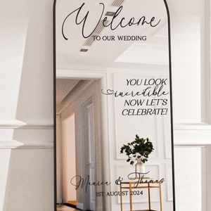 Welcome to Our Wedding Mirror Vinyl Decal, Custom Welcome Wedding Sticker, Personalized Wedding Selfie Mirror Decal DECAL ONLY
