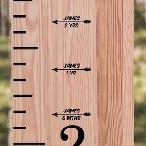 Complemento de gráfico de crescimento, marcador de altura de decalque de vinil, seta com nome e anos, adesivos de anos personalizados, dia de nascimento até 18 anos, 20 unidades
