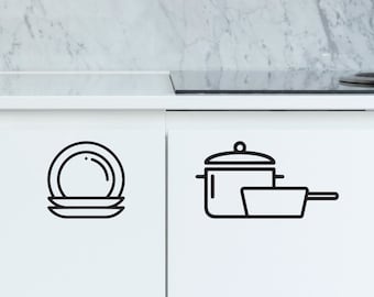 Kitchen Utensil Icon Decals, Kitchen Icons Stickers, Kitchen Organizing Labels, Kitchen Cabinet Label Decals