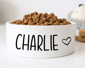 Personalized Pet Name Decal with Heart, Dog Name Decal, Cat name Decal, Pet Bowl Decal, Pet name Sticker