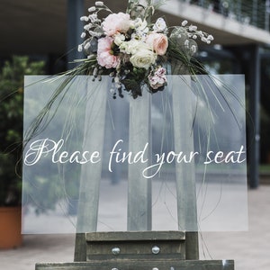 Calcomanía de letrero de asiento de boda, encuentre su calcomanía de asiento, pegatina de letrero de ceremonia de boda