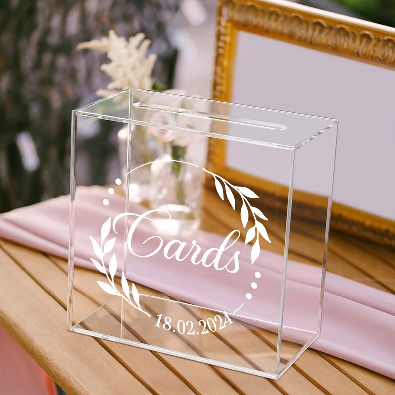Custom Card Box Vinyl Decal for Wedding, Gift Box Sticker, Personalized ...
