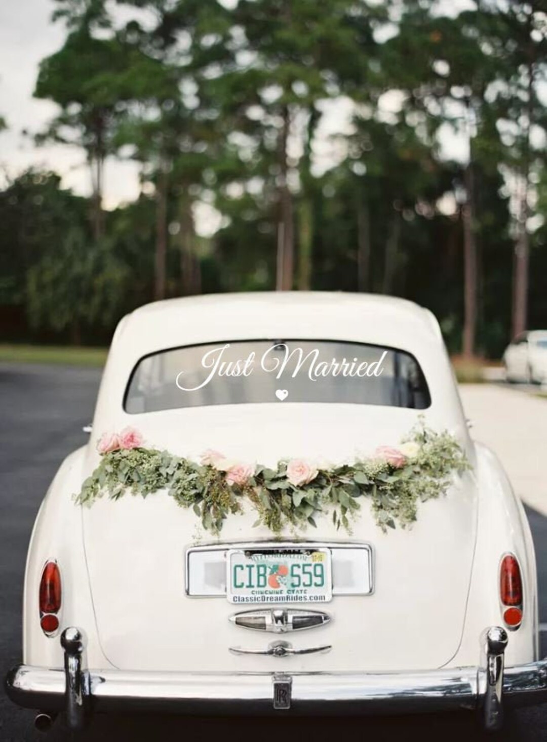 Just Married Vinyl Decal, Wedding Car Window Decal, Wedding Car Decor ...