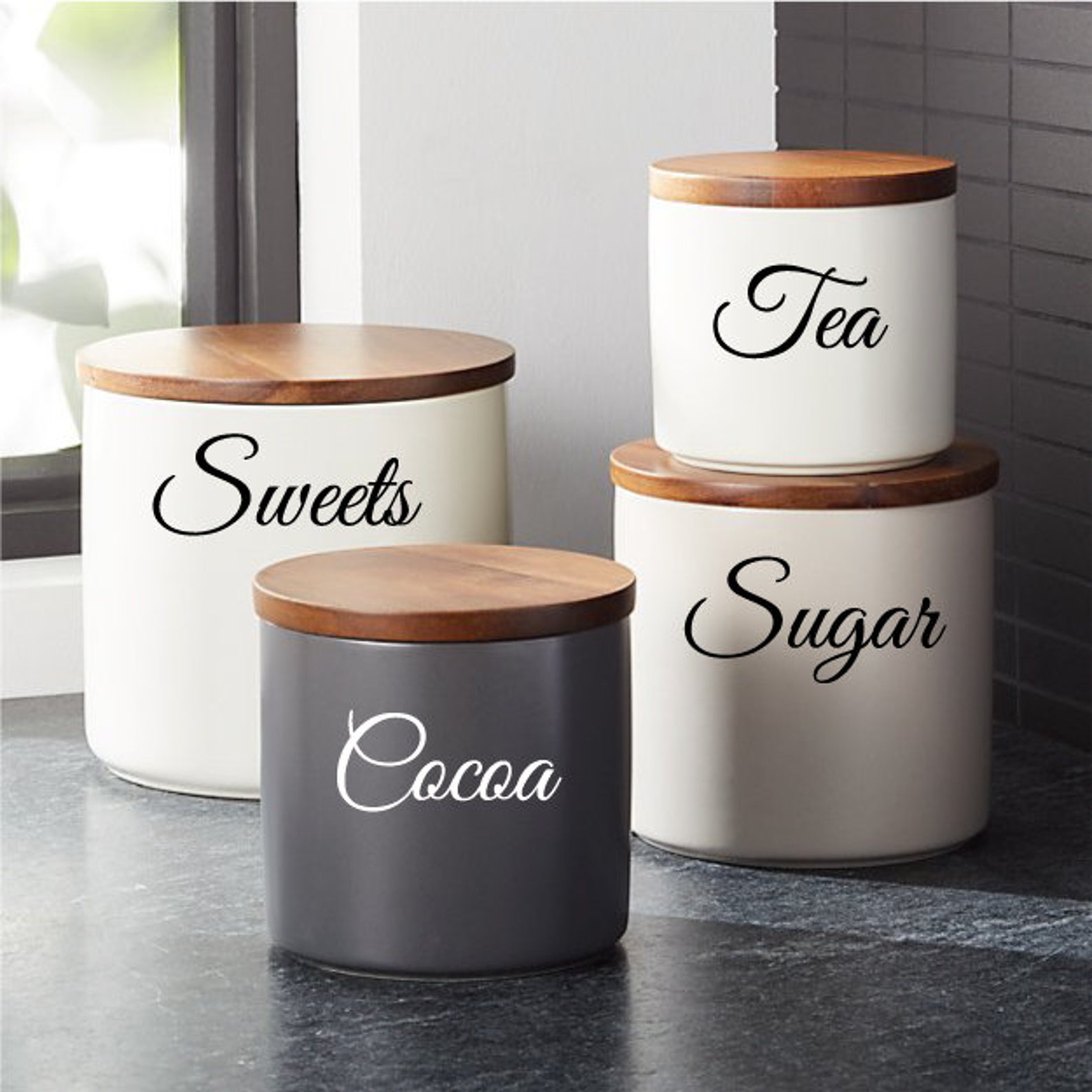 Canister Decals Canister Labels Jar Labels Custom Name Etsy