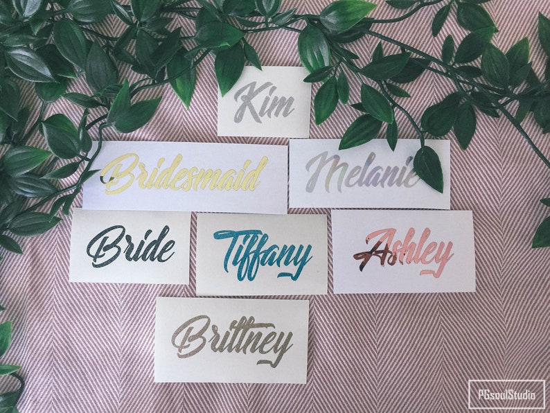 Custom Name Stickers Glitter Rose Gold Wedding Party Sticker Etsy