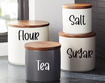 Decalcomanie canister, etichette canister, etichette jar, adesivo nome personalizzato, decalcomania della cucina, decalcomanie dell'organizzazione della cucina, adesivi da cucina personalizzati