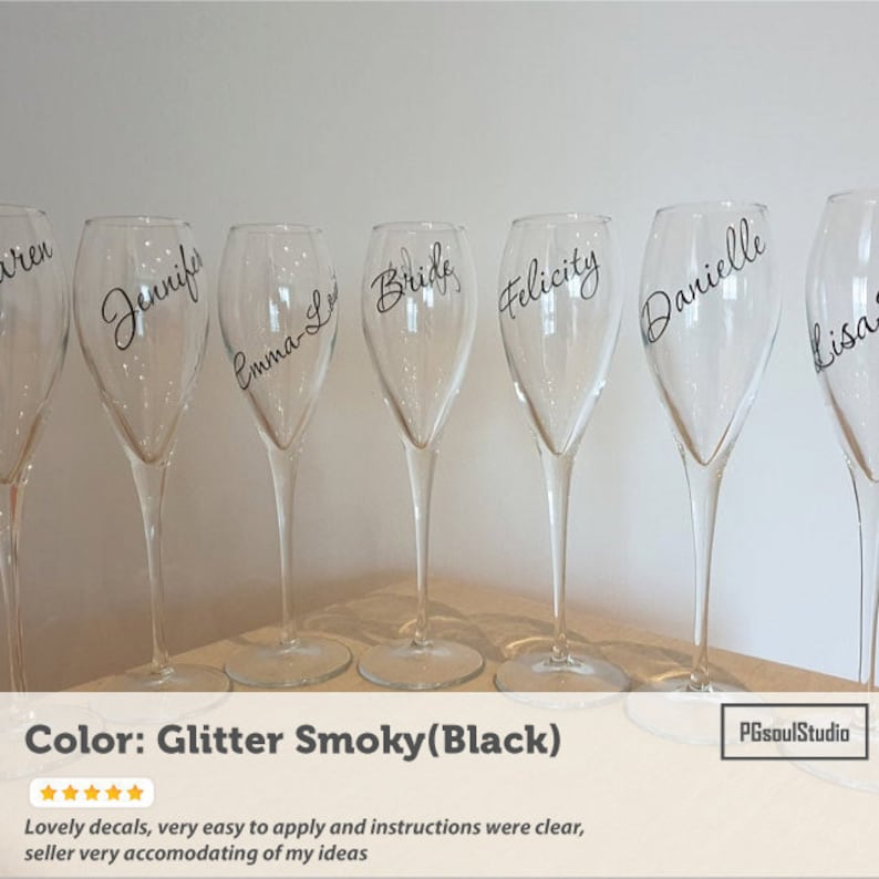 Custom Name Stickers Glasses Decal Glitter Rose Gold Wedding Etsy