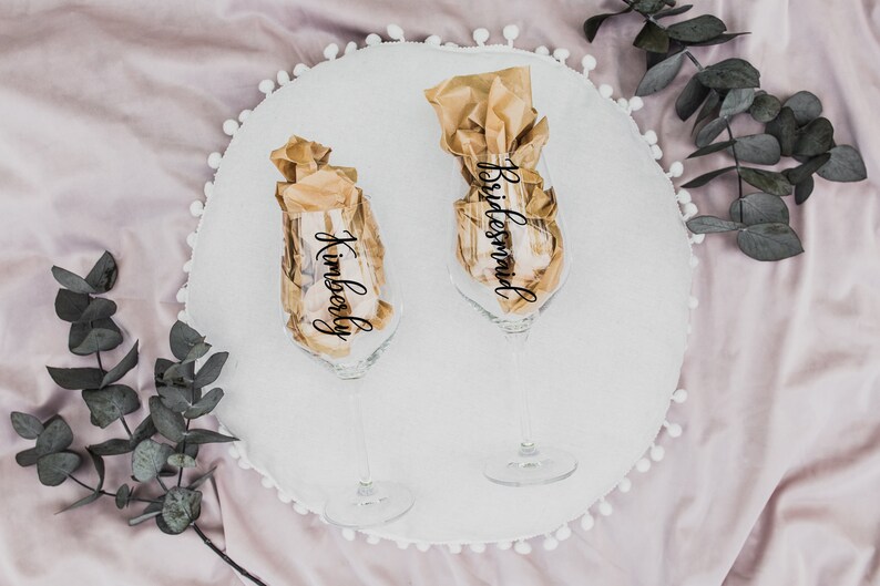 Custom Name Stickers Glasses Decal Glitter Rose Gold Wedding Etsy