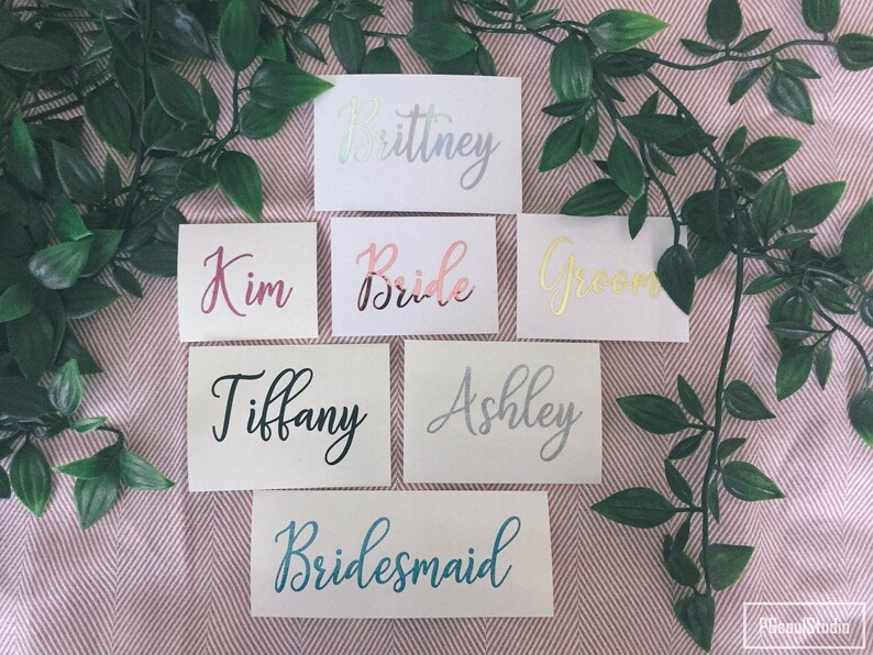 Custom Name Stickers Glasses Decal Glitter Rose Gold Wedding Etsy