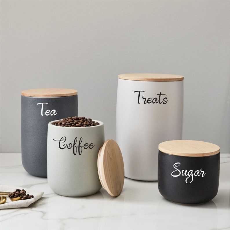 Canister Decals Canister Labels Jar Labels Custom Name Etsy