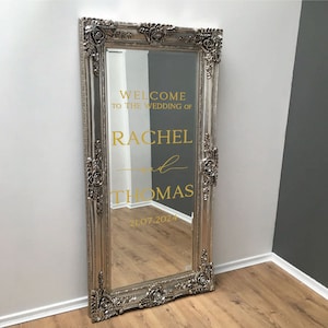 Custom Wedding Mirror Decal – French Style Names & Date Vinyl Wall Sticker - View #7