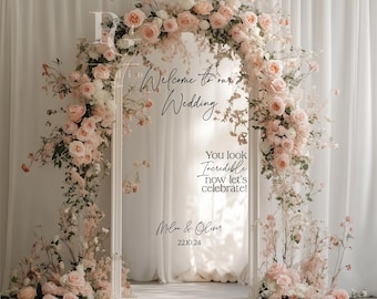 Bem-vindo ao nosso decalque de vinil para espelho de casamento, adesivo de boas-vindas personalizado para casamento, decalque para espelho de casamento, espelho ou placa faça você mesmo, SOMENTE ADESIVO personalizado