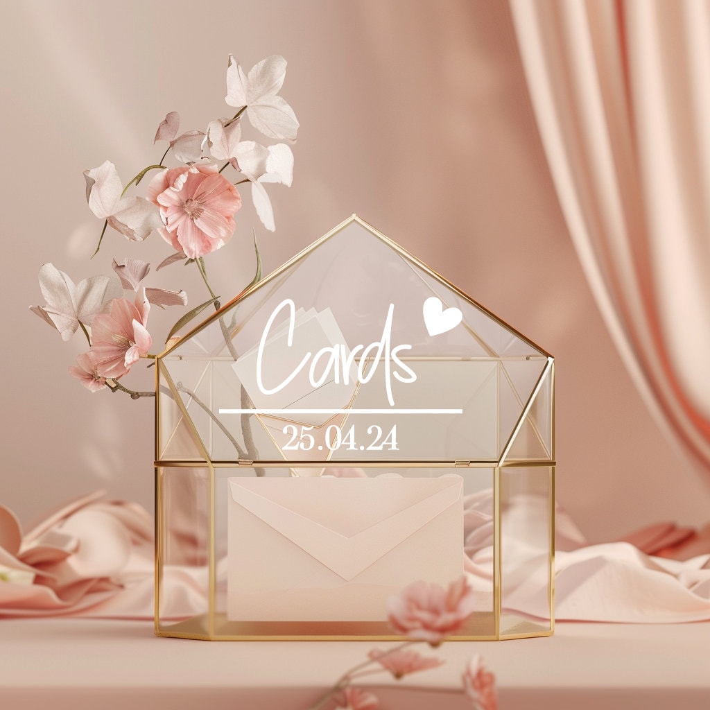 Custom Card Box Vinyl Decal for Wedding, Gift Box Sticker, Personalized ...