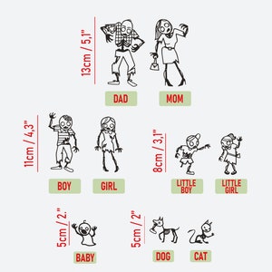 Stick Decalcomania per auto di famiglia Zombie, Decalcomania per auto personalizzata per la mia famiglia, Adesivo personalizzato per auto di famiglia, Scegli le tue figure