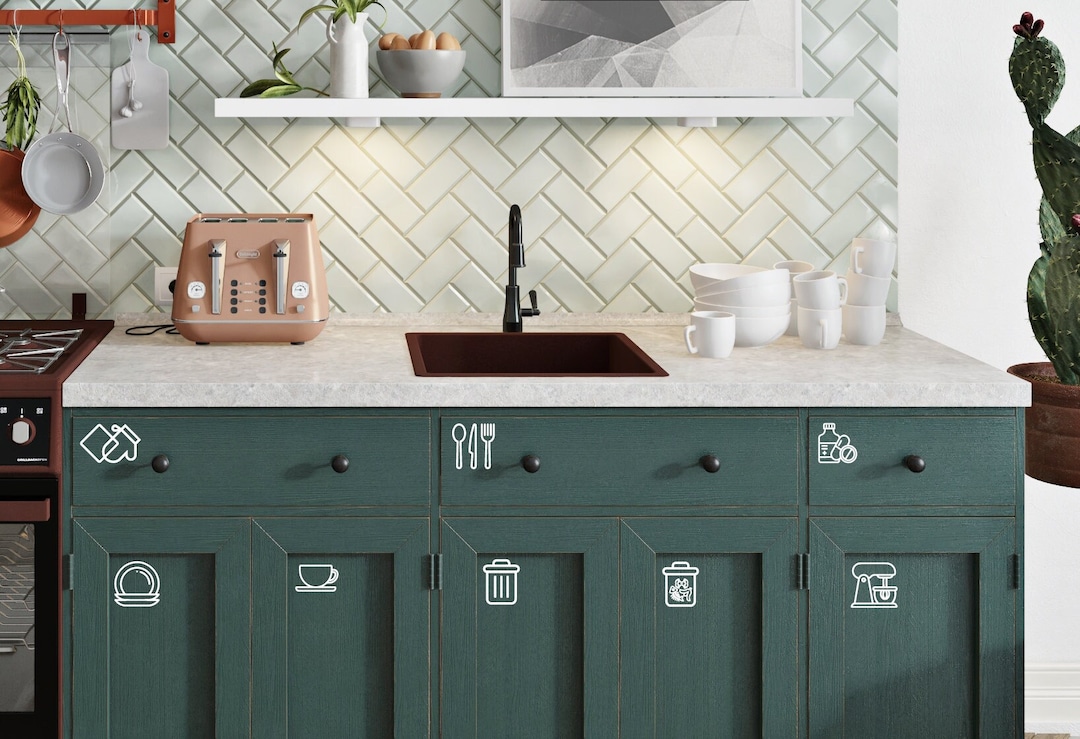 Kitchen Utensil Icon Decals, Kitchen Icons Stickers, Kitchen Organizing