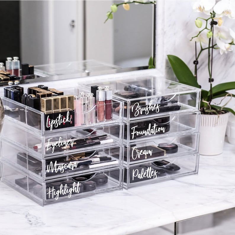 Makeup Organizer Stickers Custom Name Sticker Makeup Decal Etsy