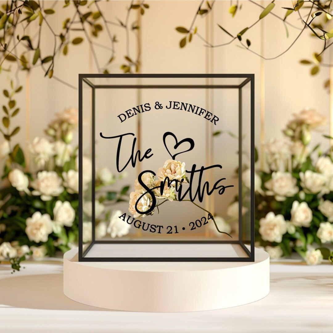 Custom Card Box Vinyl Decal for Wedding, Gift Box Sticker, Personalized ...