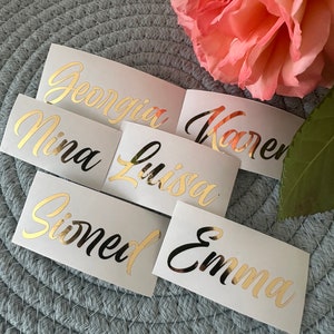 Etiqueta engomada de nombre personalizado, calcomanía personalizada de papel de aluminio, calcomanía personalizada con brillo, letras de vinilo manuscritas, etiqueta de despensa, calcomanía de caja de regalo de dama de honor