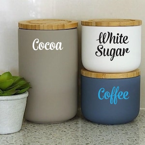 Canister Decals, Canister labels, Jar labels, Custom Name Sticker, Kitchen Decal, Kitchen Organization Decals, Personalized Kitchen Stickers