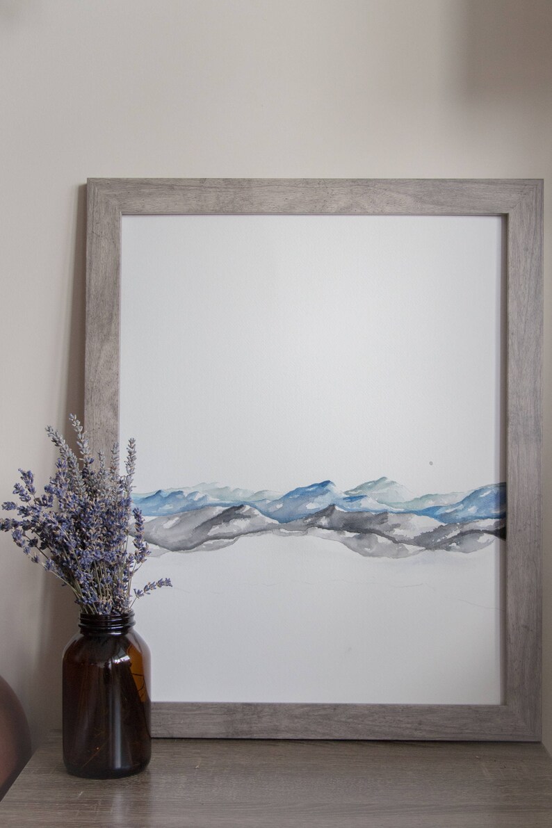 Landscape Art Landscape Painting Blue Mountain Print Etsy