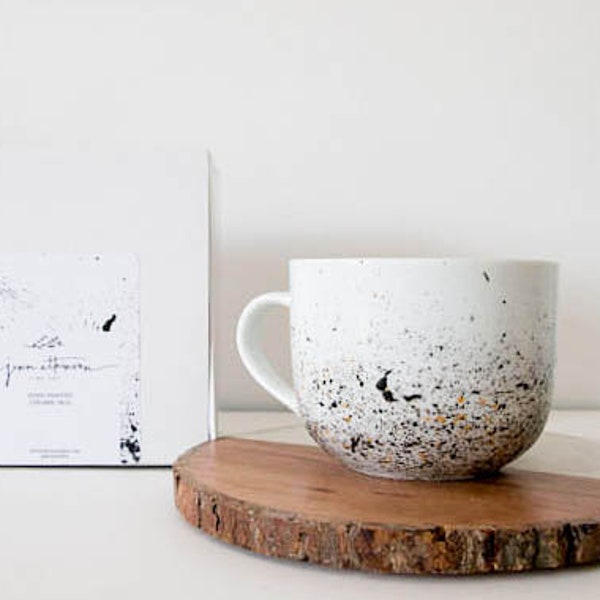 Coffee Mugs, Latte Mug, Hand Painted, Ceramic, Mug for her, Paint Splatter, Minimal, Big Mug, Unique Coffee Mug, Big Ceramic Mug