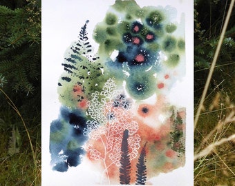 My Heart Is In The Forest 1 Original Watercolor Painting