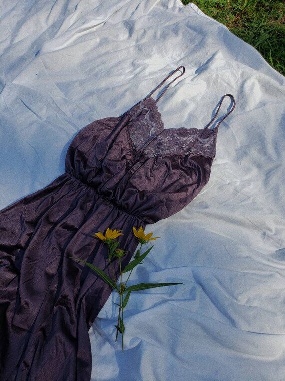 Vintage Plum Lace Nightgown Slip Dress
