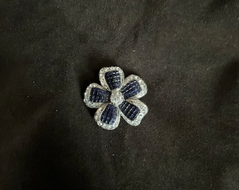 Blue Avon flower Brooch beautiful stones