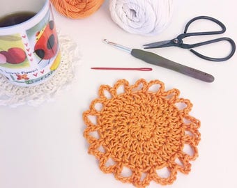 Sunny Coaster / Crochet Pattern / Easy to Make / Simple Gift / Homeware / Housewarming Gift / Teacher Gift