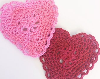 Valentine Heart Coaster Crochet Pattern / Bunting / Decoration / Easy to Make / Embelishment / Wedding / Anniversary / Love / Love Heart