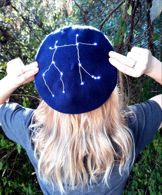 Gemini Zodiac Beret With LED Lights 