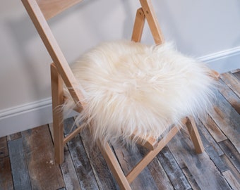 Genuine Icelandic Sheepskin Seat Cover Icelandic Chair Seat Pad Long Hair Natural Fur Stool Pad Fur Chair Cover Real Fur Seat Pad Char Cover