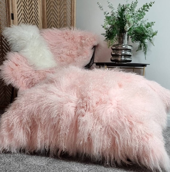 Cuscino gigante in pelliccia di pecora Cuscino da pavimento grande rosa  Cuscino in pelliccia di pecora -  Italia