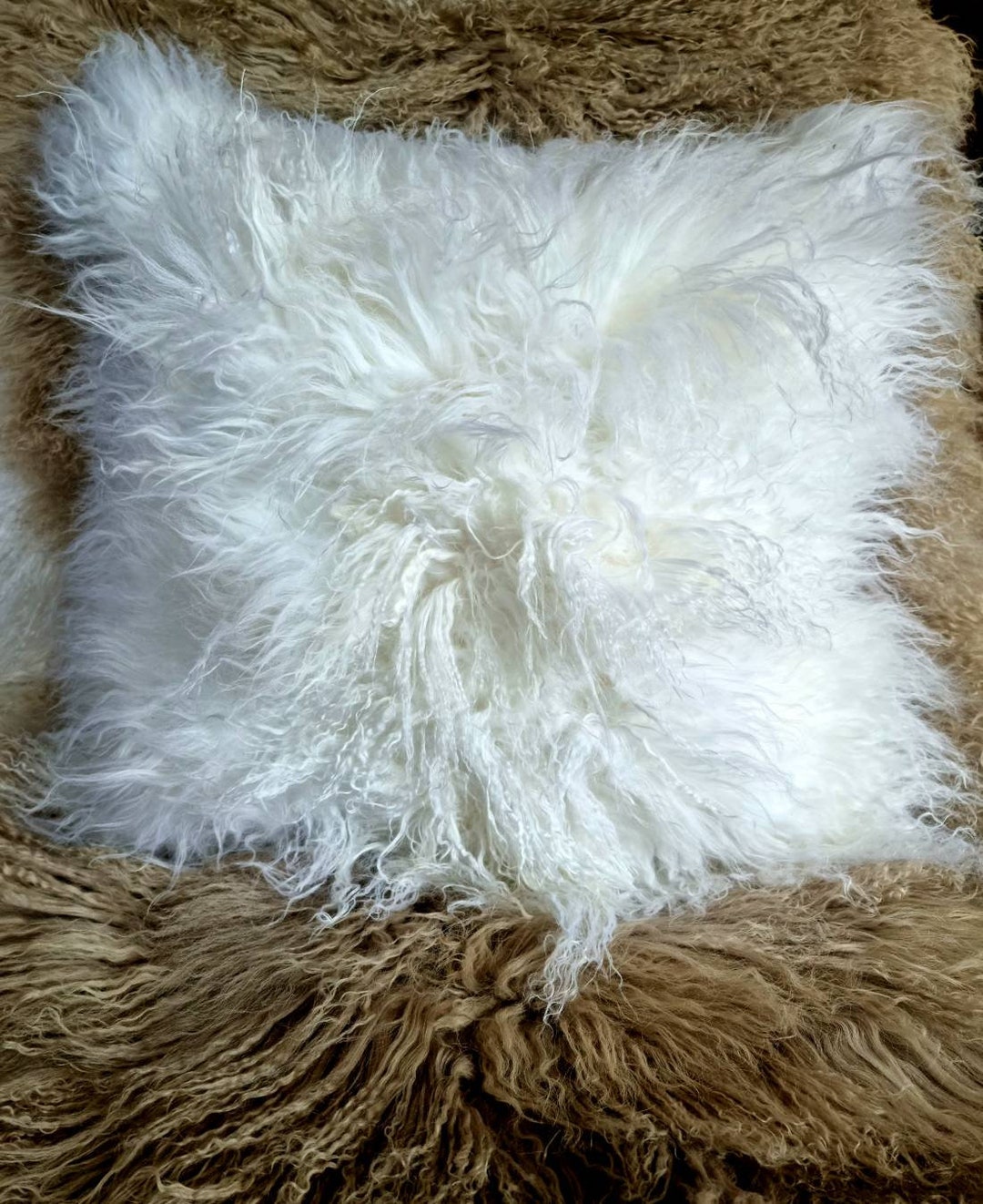 Large Mongolian Fur Cushion 50 Cm White With / Without Inner Etsy UK