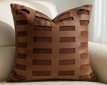Brown 45x45 Leather Cushion