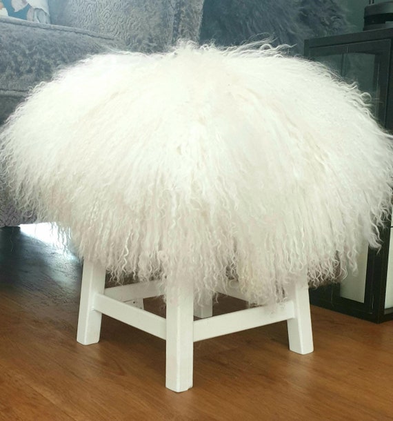 Small white 2024 fluffy stool