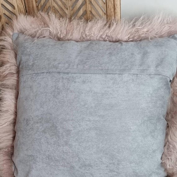 Large Sheepskin Fur Cushion Cover Dusky Pink Mongolian Fur Cushion Etsy