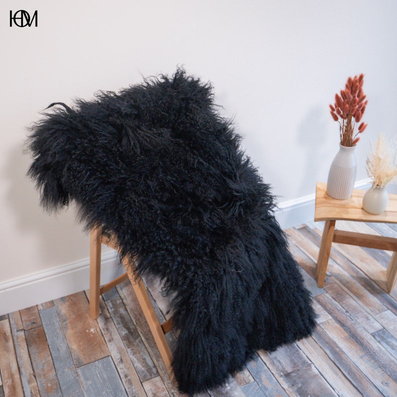 Draped Rugs 100% Mongolian Sheepskin Rug Different Colors Genuine Tibetan Fur Long ...