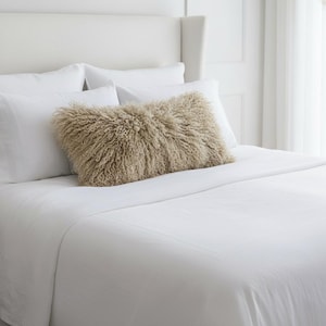 Beige fårskinnspälsbolster Beställningsvara Anpassade storlekar Dubbelsidig/Enkelsidig päls