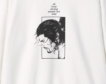 maglione vagabondo, tutte le persone veramente forti sono gentili, felpa con cappuccio manga, maglione anime, streetwear giapponese