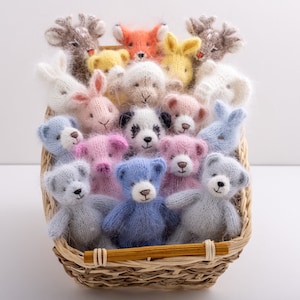 Knitted Animal Toy: Fluffy Yarn Newborn Photo Props.