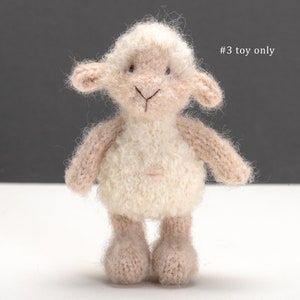 Pre-order. Sheep, lamb. Alpaca bouclé yarn. Knitted little toy and hat. Newborn photography props. Fluffy newborn props for photography. #3 toy only