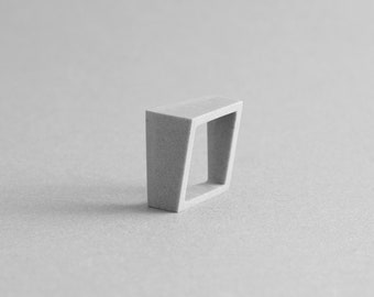 Concrete square ring, geometric jewelry. MK3, asymmetric.