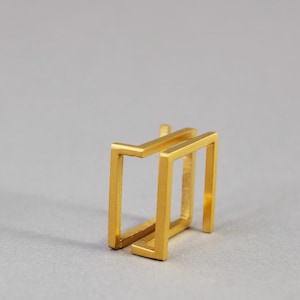 Geometric Gold Ring | Architectural Statement Piece | Transformable Square Ring | Minimalist Jewelry | Handmade in Berlin